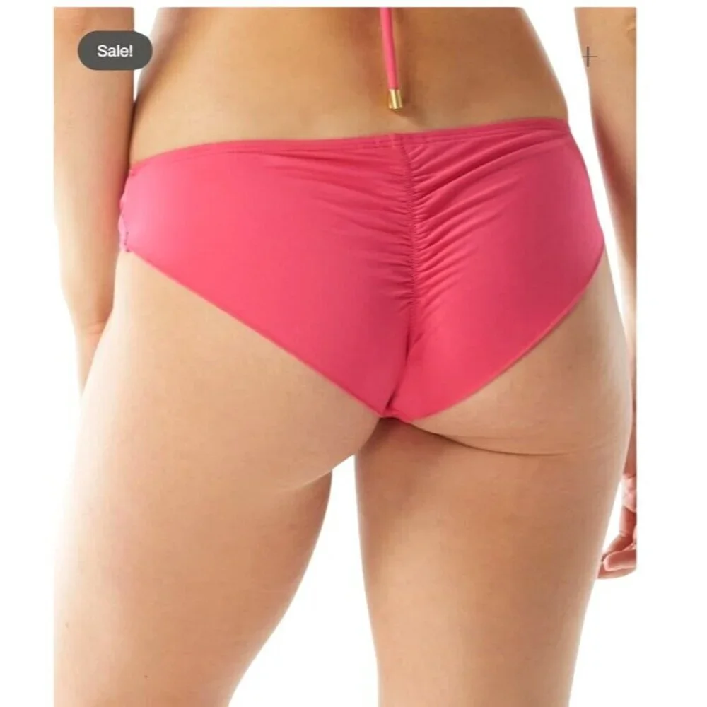 Vince Camuto DRAGON FRUIT Riviera Shirred Cheeky Bikini Swim Bottom US Small